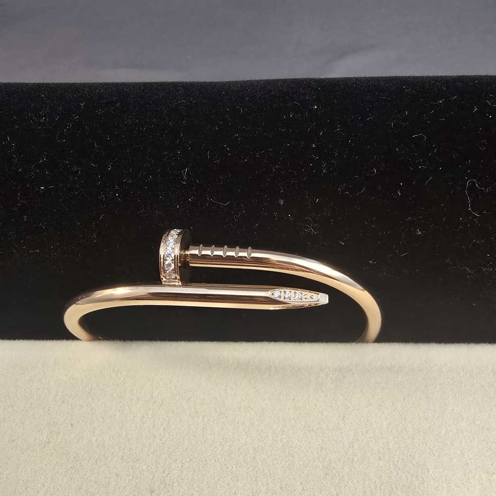 Elegant Rose Gold Color Stainless Steel Nail Bracelet 8"
